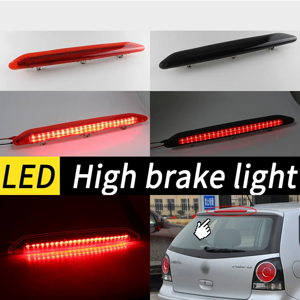 1pc Red/Smoked LED Third Brake Light For VW Polo MK4 IV Hatchback 9N 9N3 2002-2010 6Q6945097 High Mount Additional 3rd Stop Lamp