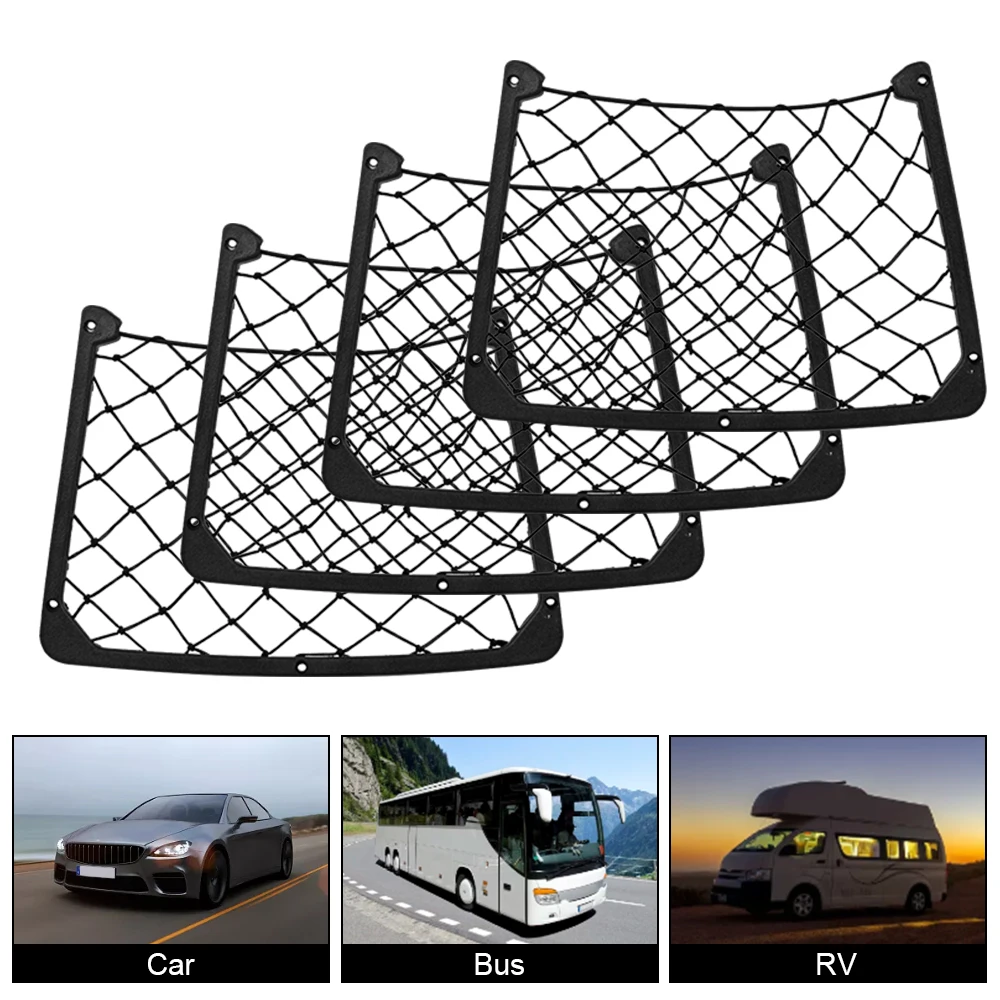 Universal Cargo Netting Car Trunk Elastic Mesh Large Organizer Adjustable Storage Nylon Net Wall Sticker Add on Pouch Bag