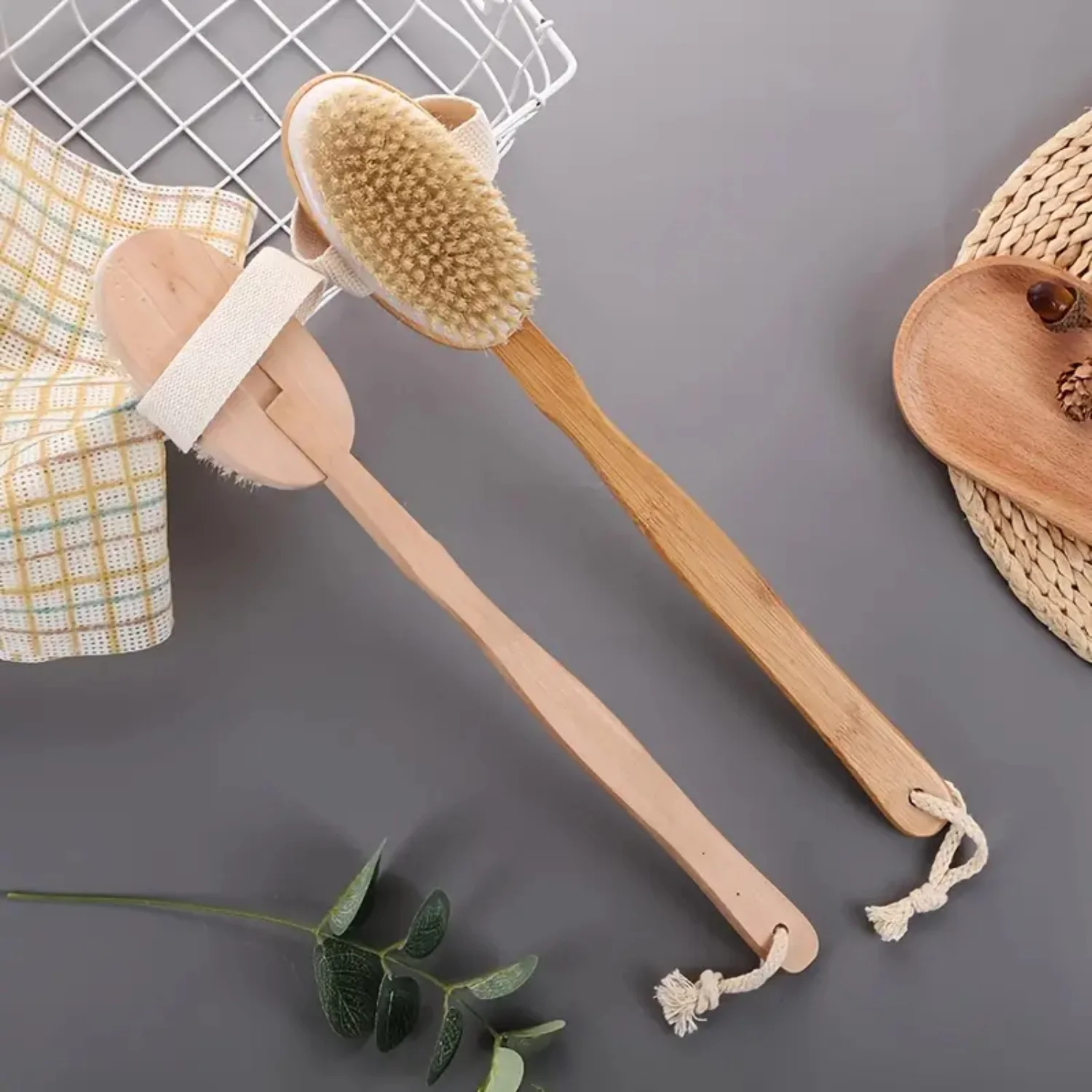 100% Solid Wood Bristle Shower Brush - Premium Quality Eco-Friendly Body Scrubber for Gentle Exfoliation Lotion applicator