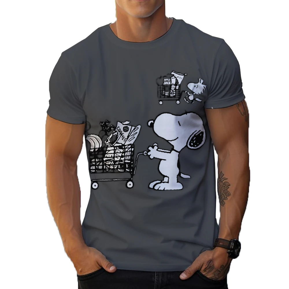 Men's Vintage T-Shirt American Personality Snoopy print Short Sleeved Women Tees Casual Plus Size Men Clothing Tops Kids