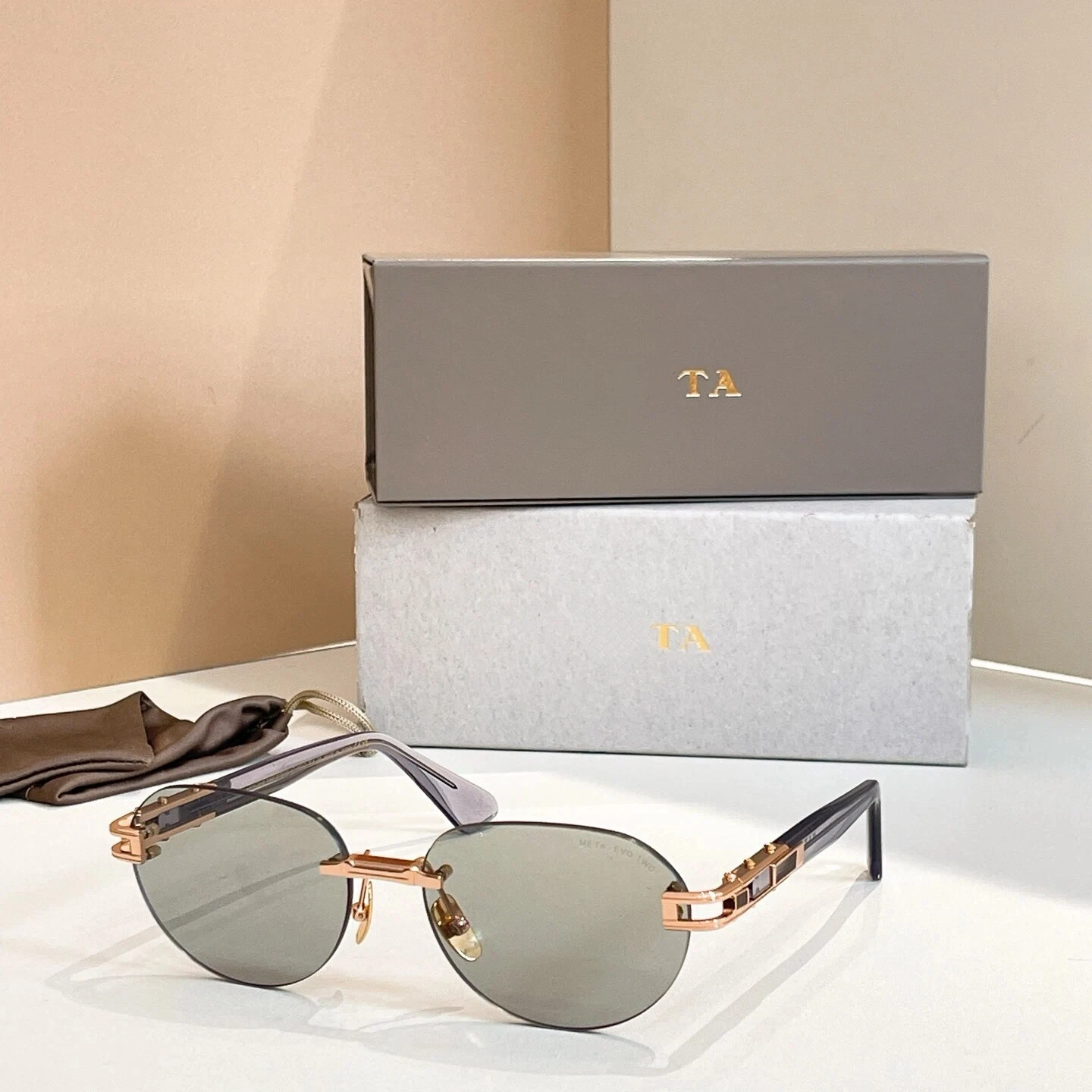 

Authentic For DIYTA DT META-EVO TWO DTS152 Acetate Frame Men Women Sun Glasses Fashion Oval Rimless Male Couple Eyewear With Box