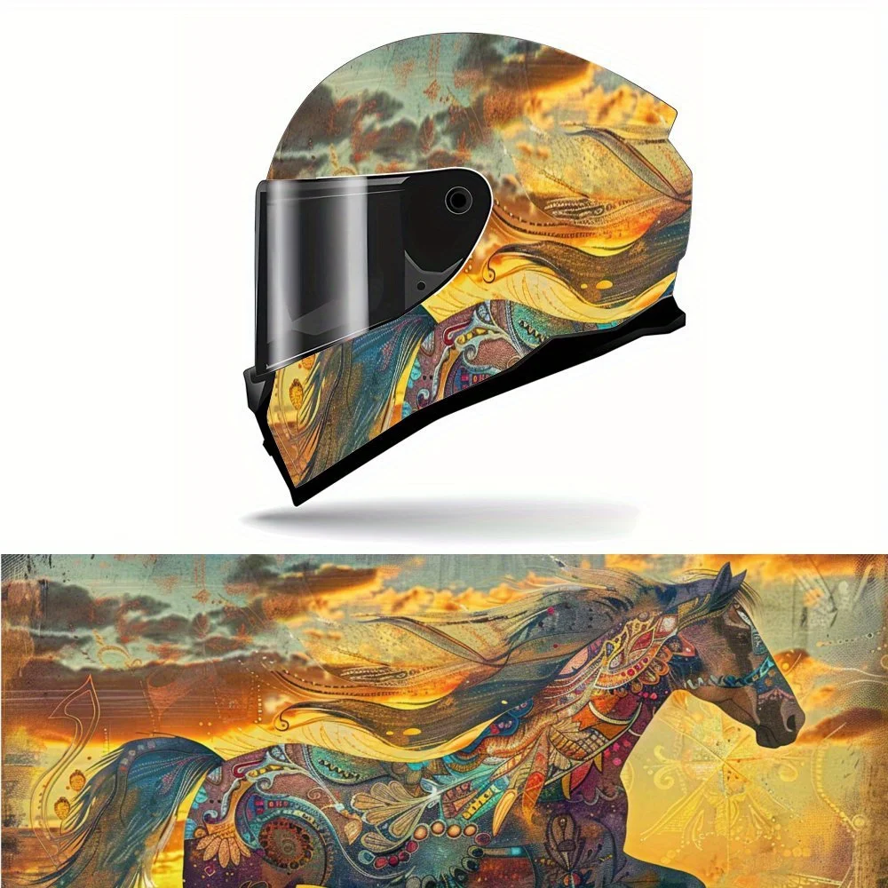 

Burning Flame Horse Style Motorcycle Vinyl Wraps Helmet Decal, Helmet Sticker, Self-adhesive Waterproof Helmet Decoration, Univ
