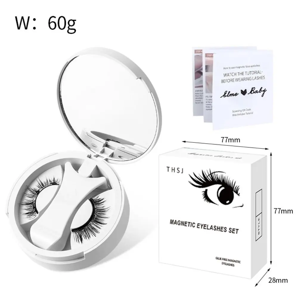 Kit de faux cils magnétiques portables avec boîte de rangement, cils en faux vison, aspect naturel, réutilisables, sans colle, aimants