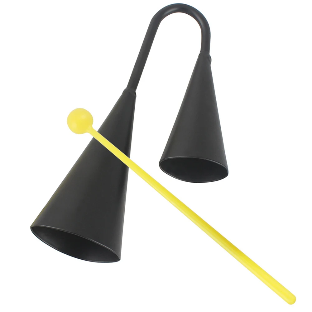 Two Tone Metal Double Bell with Drum Stick Early Education Kids Toys Cheering Bell Percussion Instrument