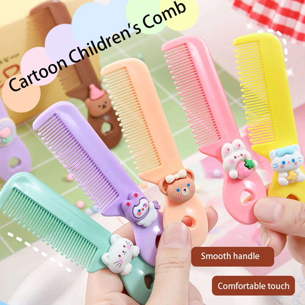 2023 New Children Small Anti-screw Hair Brush Comb Cartoon Mini Portable Untangling Bangs Round Tooth Hairbrush for Girls Things