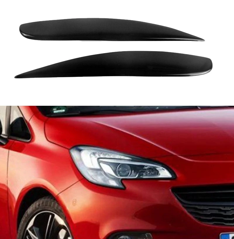 for Opel Corsa D VXR 2006-2014 Glossy Black Car Sticker Front Headlights Eyebrow Eyelid Trim Cover