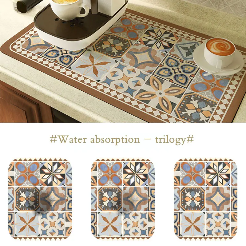 Dish Mat Drying Drain Pad Table Placemat Coffee Drainer Rug Tea Cup Drink Holder Kitchen Decoration Countertop Protector Tapis