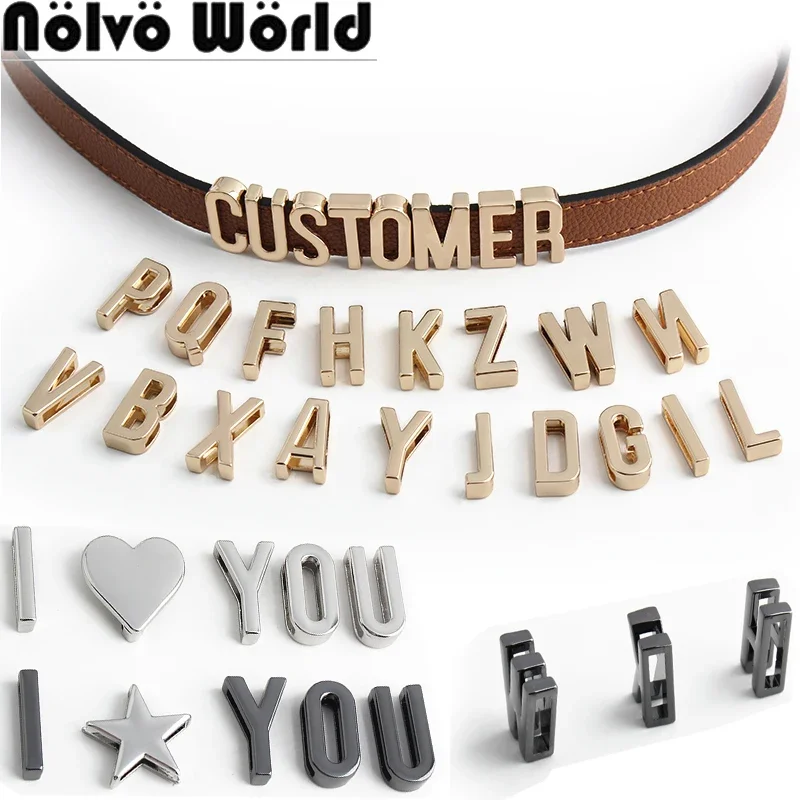 2/5PCS 19MM Rainbow Zinc Alloy Plain Slide Alphabet A-Z For Women Charm Bracelet Pet Collar Jewelry Making Wristband Accessories