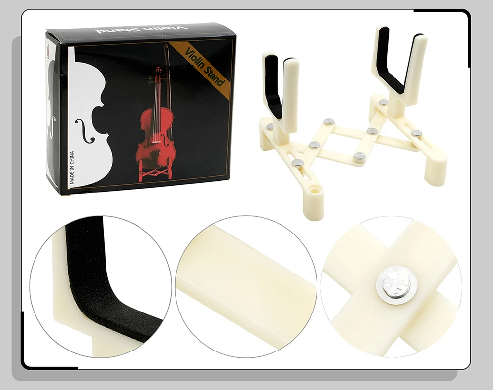Einstellbare Violine Ständer Halter Tragbare Volle Größe Saiteninstrument Zubehör Versenkbare Faltbare Geige Halterung Schwamm Pad – Detail 2