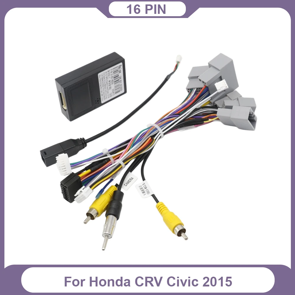 For Honda CRV Civic 2015 High-end  16Pin Car Stereo Wiring Harness CANBUS Decoder Adapter Android Radio Plug Cable