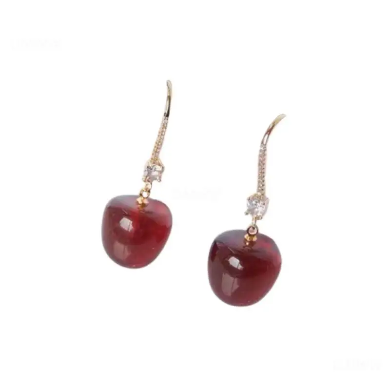 1/2/3PAIRS Fashion Earrings Long Lasting Color Alloy Cute Earrings Popular Accessories Cherry Earrings Durable Claret Earring