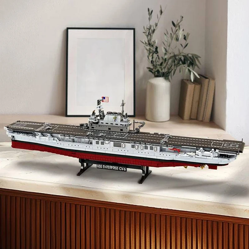 ตัวต่อ MOC 1883 ชิ้น ชุดเรือรบสงครามโลกครั้งที่ 2 USS CV-6 Enterprise ของเล่นเสริมพัฒนาการสำหรับเด็ก ของขวัญคริสต์มาส