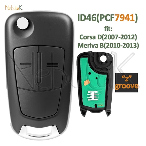 Выкидной ключ-брелок ID46 PCF7941/7946 для Opel/Vauxhall Astra H, Zafira B, Corsa D, Vectra C, Signum, Meriva, 433 МГц, с логотипом