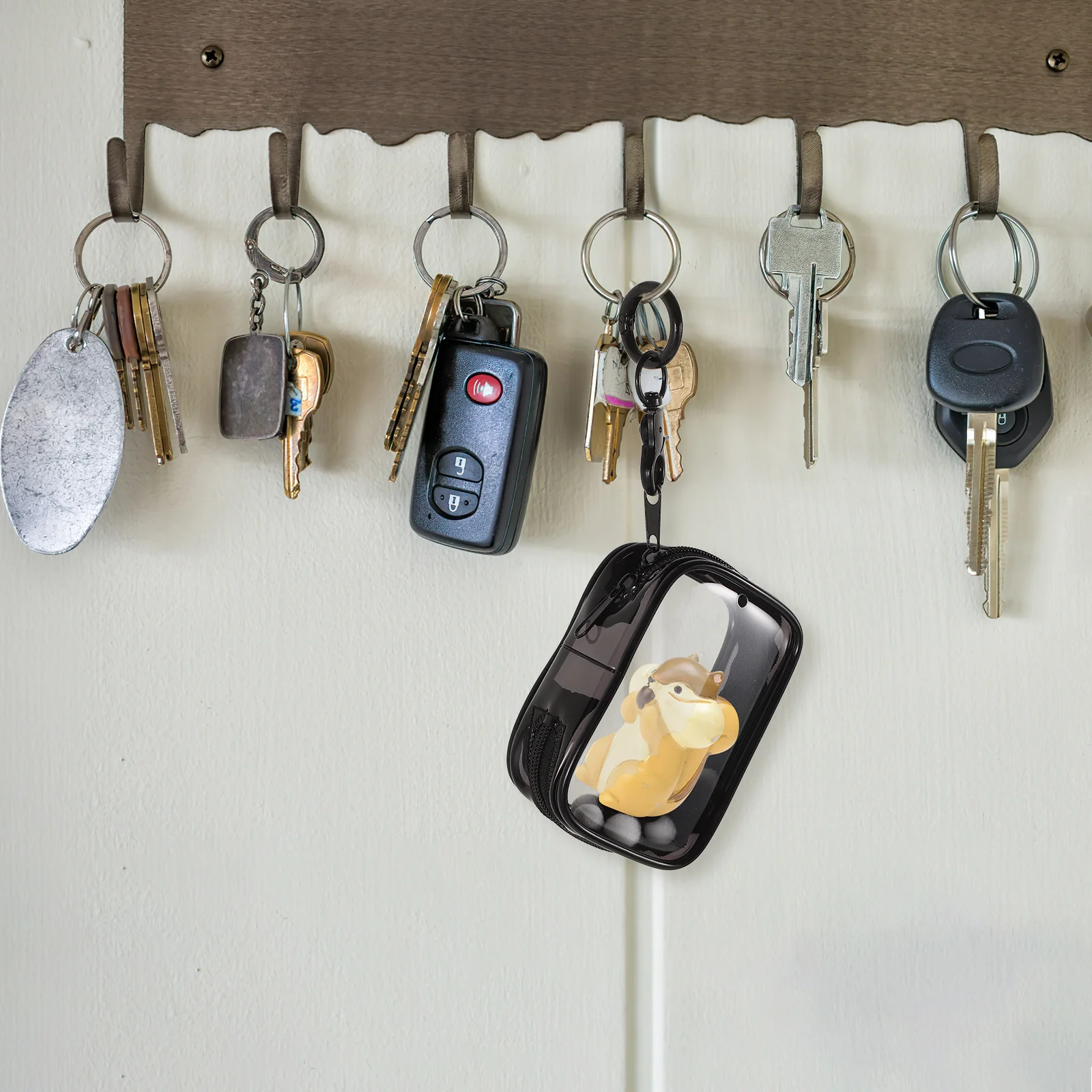 2 pçs saco de armazenamento de exibição transparente mini bolsa para figuras fechamento com zíper organizador transparente pequeno caso proteção