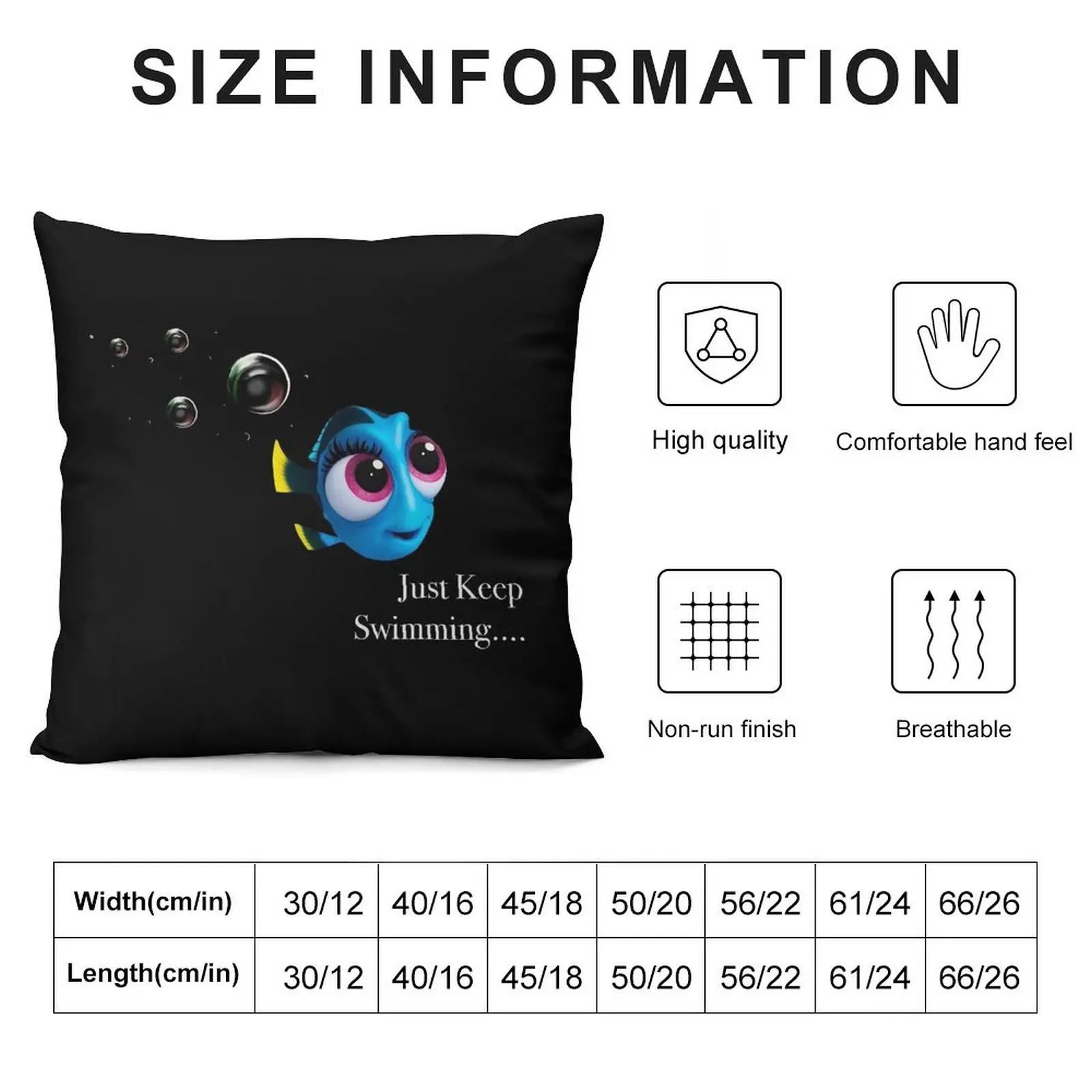 Dory , just keep swimming Throw Pillow Cushions Home Decor Pillowcases Bed Cushions pillow