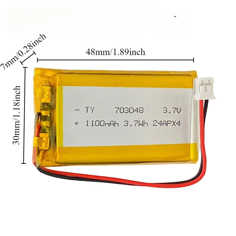 3.7V 703048 1000-1100mAh Lithium Rechargeable Battery for Beauty Instrument Early Education Machine Laptop GPS Driving Recorder