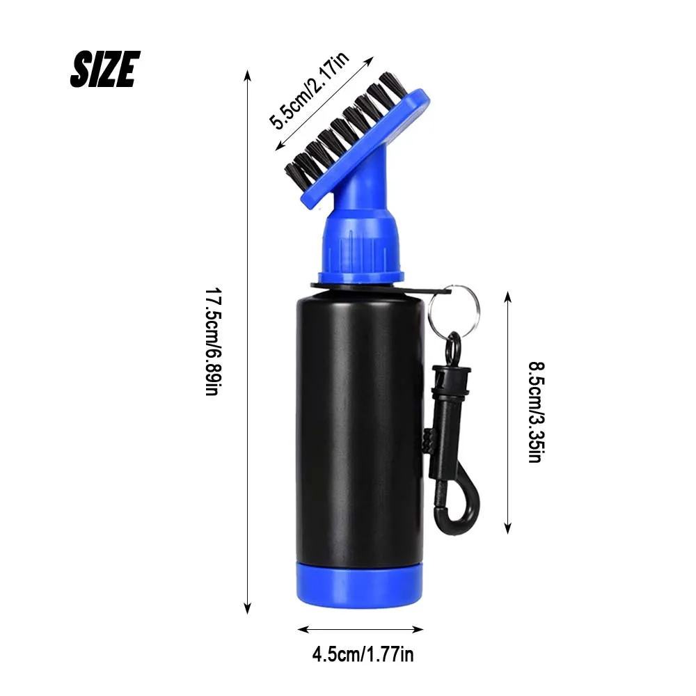 Szczotka do czyszczenia golfa z wyciskaczem, szczotka do czyszczenia kijów golfowych z dyszą strumienia wody, szczotka z głowicą czyszczącą z dyszą strumienia wody i haczykiem, akcesoria do czyszczenia golfa.