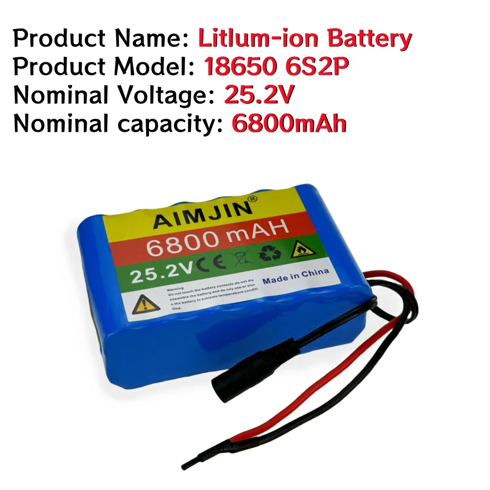 25.2V 6800mAh Rechargeable Lithium Battery Pack 18650 6S2P , Suitable for Power Supply of Electric Toys, Electronic Products etc