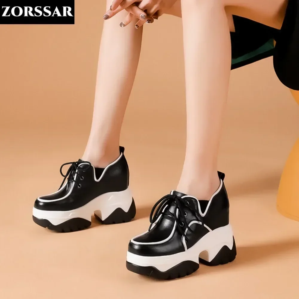 

Кроссовки женские из натуральной кожи, на танкетке 10 см