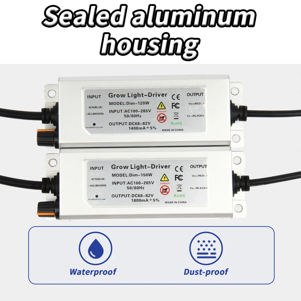 Wodoodporny zasilacz LED 100 W 150 W IP67, adapter transformatora LED, wejście AC85-265 V z wtyczką, sterownik transformatora LED