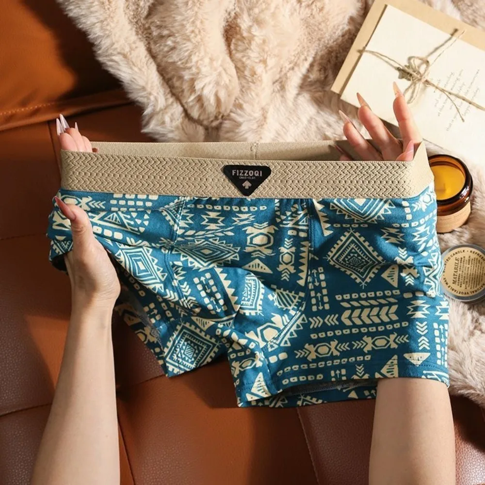 

3Pcs Fashion Plus Size Men's Boxer Briefs Seamless Mid Waist Printed Panties Lingerie Elastic Shorts Underpants Male