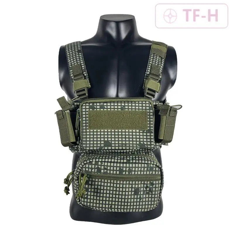 Tactical 500D Nylon Adjustable Molle Tactical Chest Rig Bag Mag Magazine Pouch Carrier Sand Night Camouflage