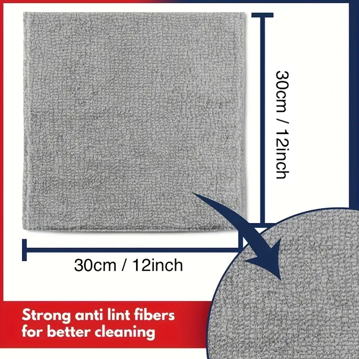 5pcs Multi-Surface Microfiber Cleaning Cloths, 30*30cm Premium Rags Towels for Cleaning Glass, Kitchens, Bathrooms, Automotive