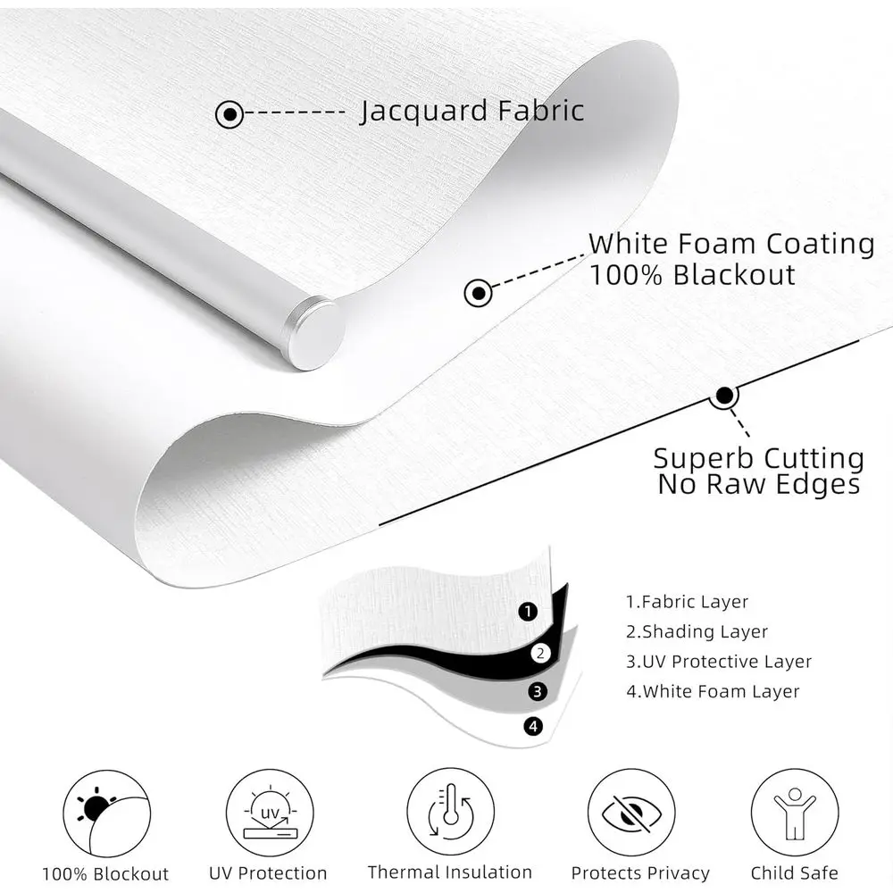 Parasole jacquard a righe oscuranti al 100%, isolamento termico, protezione UV, 25 x 72 per finestre e porte