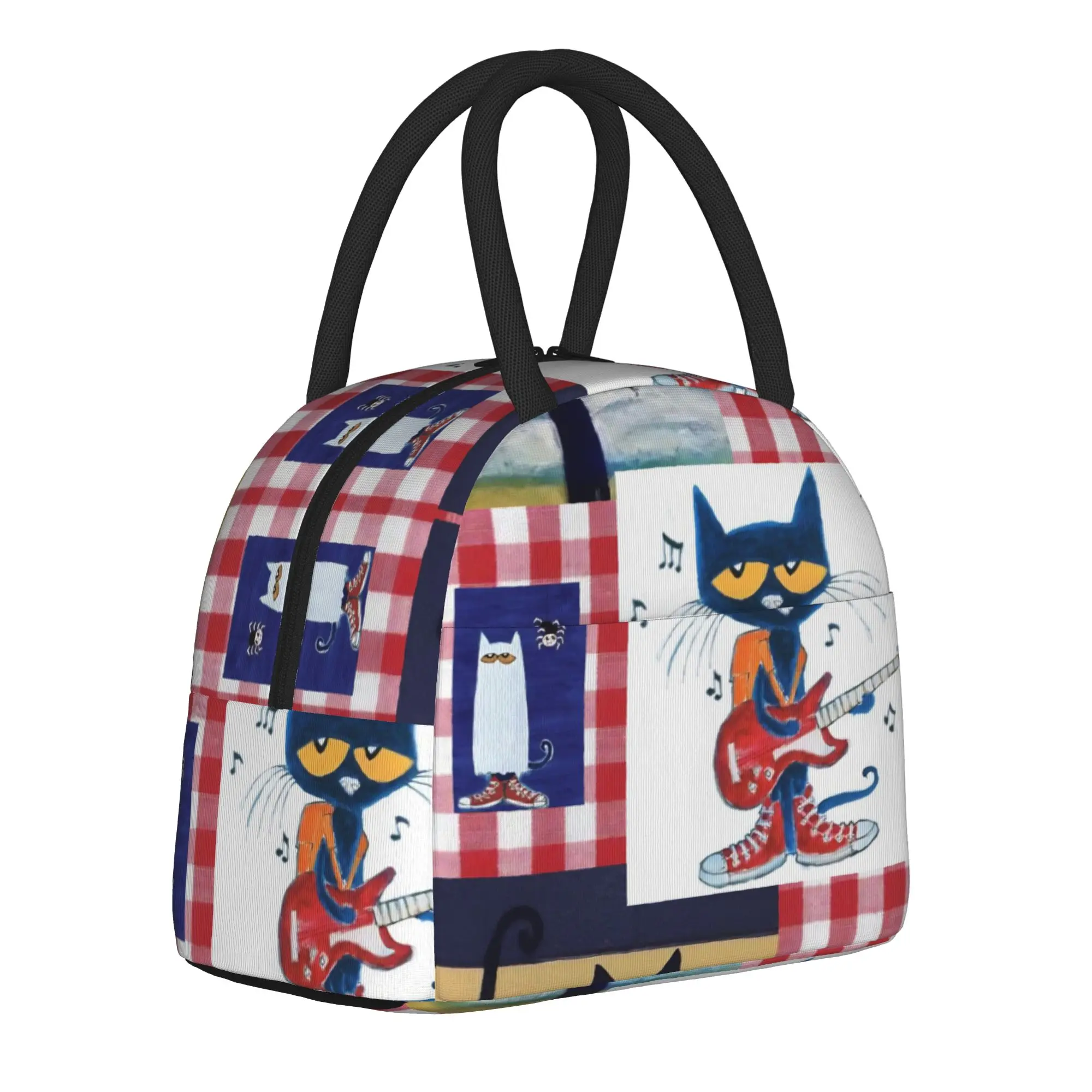Pete The Cat Insulated Lunch Bags for Men Women  Food Bag Portable Cooler Thermal Lunch Box For Travel