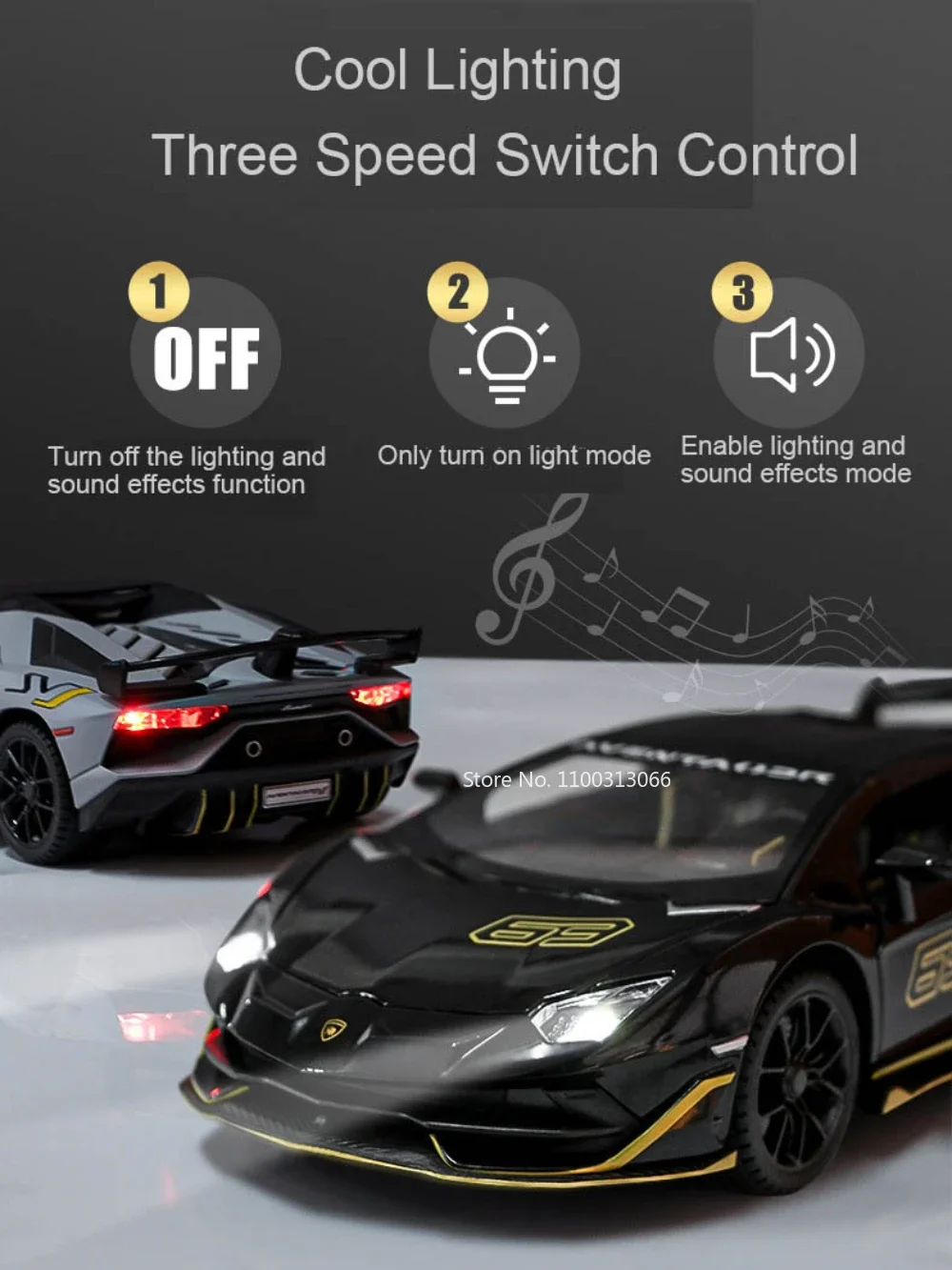 1:24 Lambo SVJ63 Model Alloy Car Model Metal Diecasts & Toy Vehicles Car with Light Sound Super Sport Car for Boy Birthday Gifts