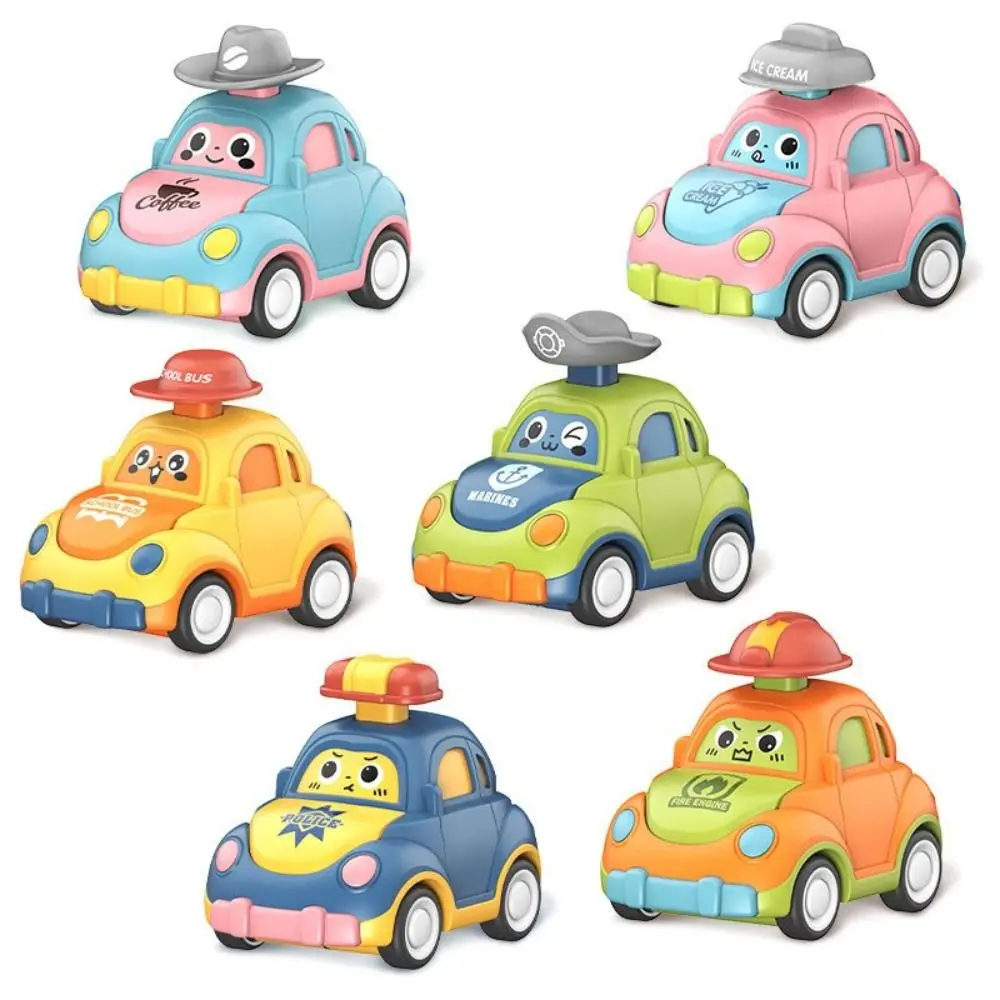 Coche de juguete de dibujos animados de plástico para bebé, tamaño Mini, mecanismo de tracción hacia atrás, coches de extracción de inercia, función de prensa Go, potencia de inercia