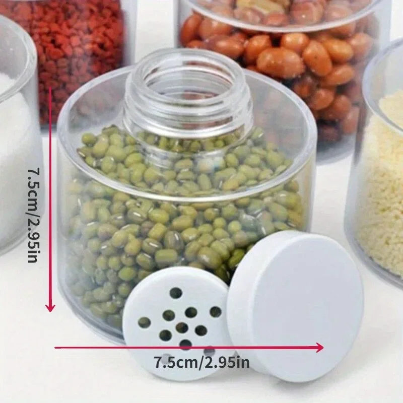 6Pcs/Set Spice Jar Pepper Shaker Box Spice Tower Herb & Spice Tools Transparent Seasoning Cans Kitchen Rack Condiment Bottles