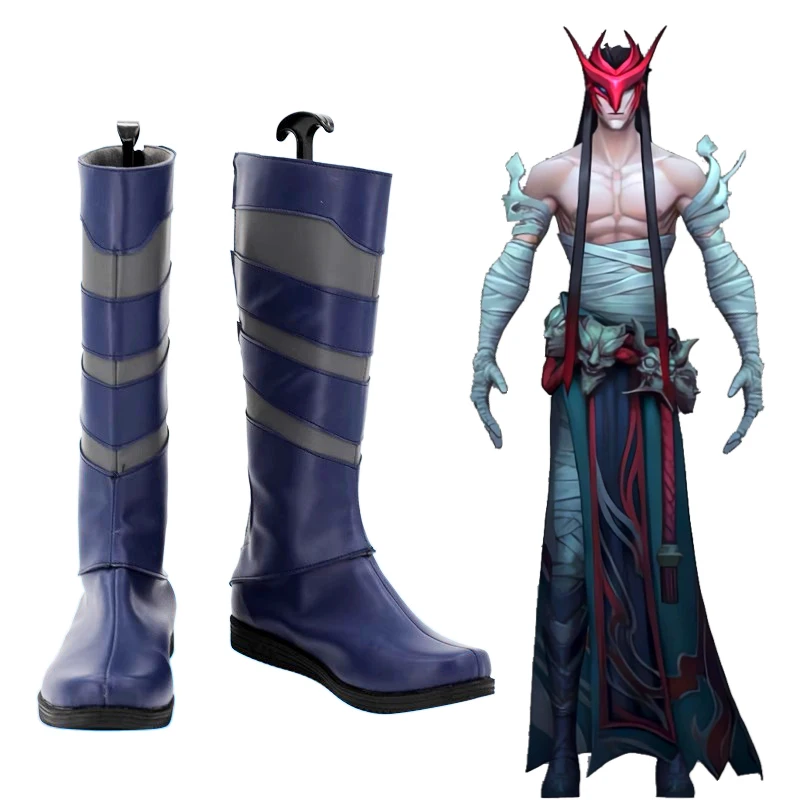 Zapatos de Cosplay de Yone para hombres, botas de cuero de imitación, accesorios de juego de rol, LoL The Unforgotten Yone