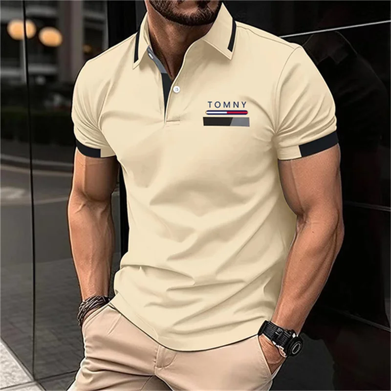 Fashion Boutique Men's Polo Shirt Summer Simple and Versatile Street Clothing Business Leisure Breathable Lapel Short sleeve Top