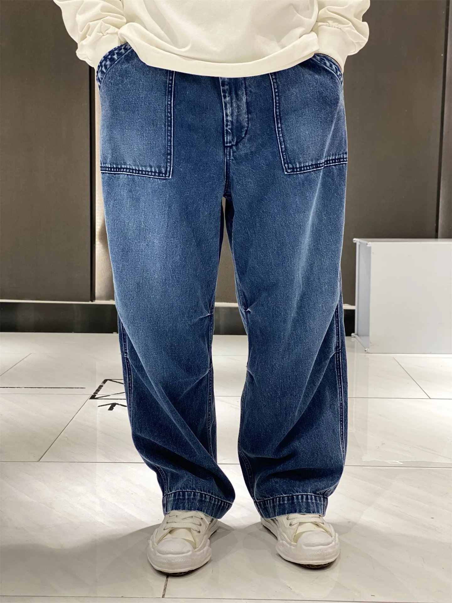 N.HOOLYWOOD Retro Washed Denim Wide Leg Pants Japanese Trend Men Jeans