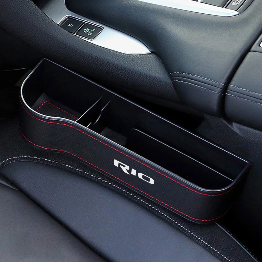 Caja de almacenamiento de espacio de asiento de coche de cuero PU, tarjeta de teléfono, caja de almacenamiento de monedas para Kia Rio 3 4 K2 K3