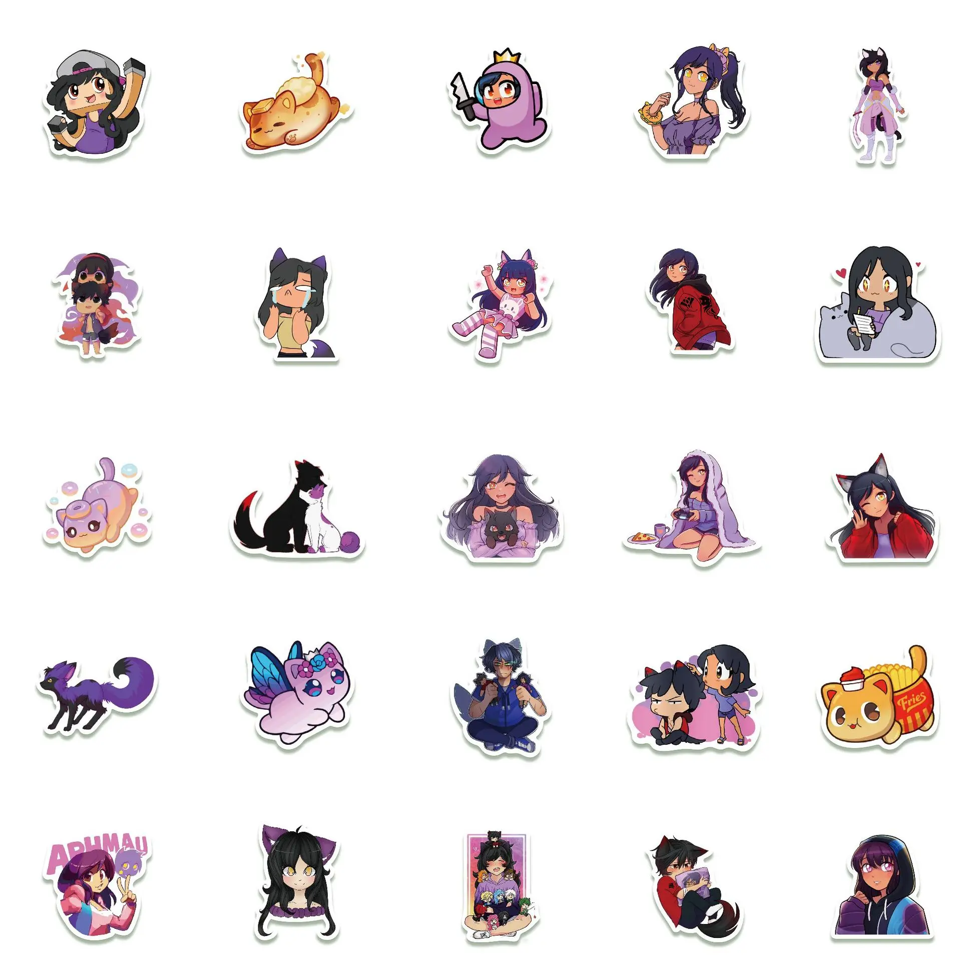 50 قطعة لعبة Aphmau الكرتون ملصقات الإبداع DIY بها بنفسك الهاتف المحمول الأمتعة سكيت الكتابة على الجدران الشارات متعة للأطفال الهدايا #4