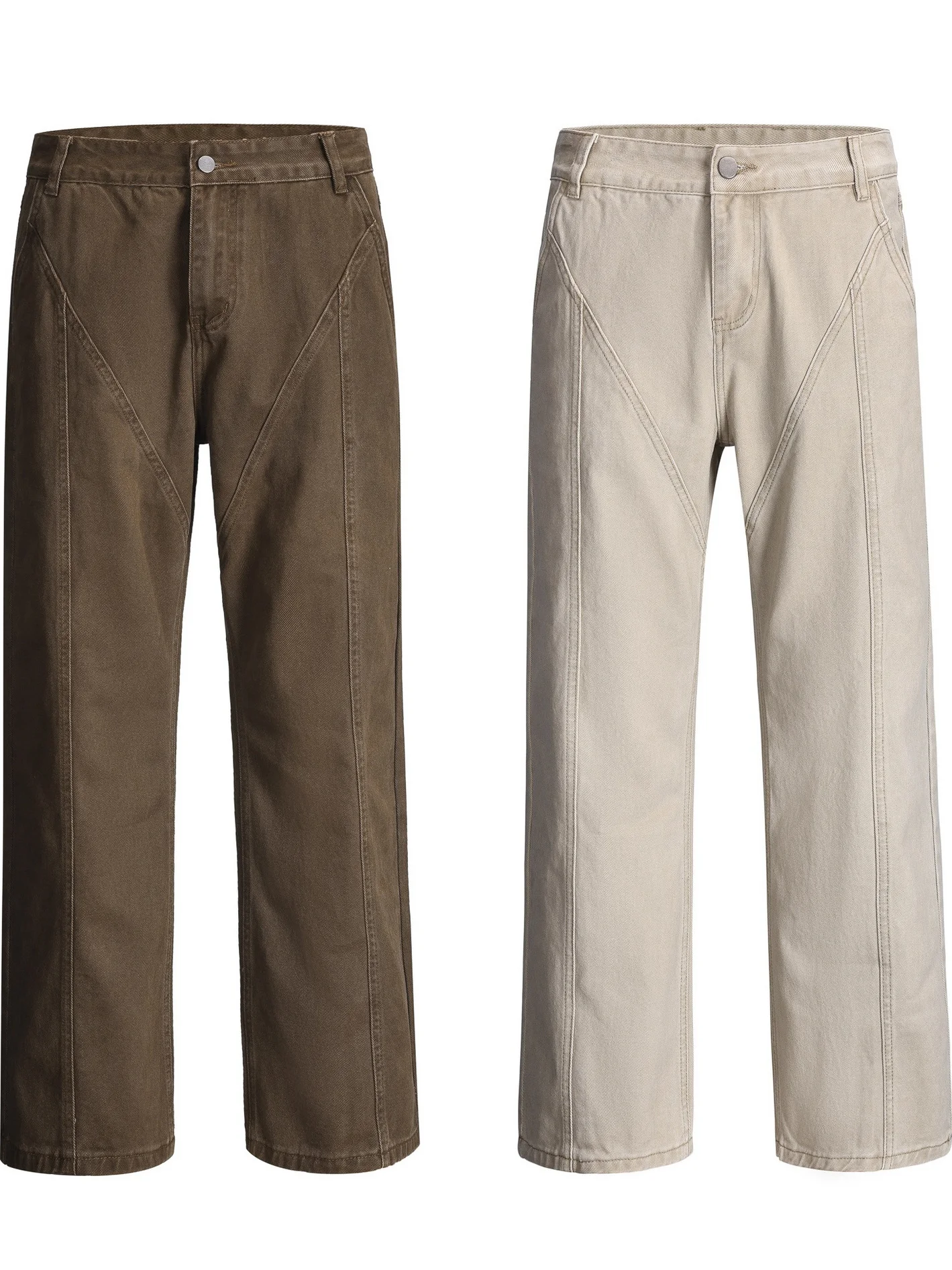 

Повседневные прямые мужские джинсы с водяной талией, винтажные длинные брюки High Street, молодежные джинсовые брюки со средней талией на молнии, чистый цвет