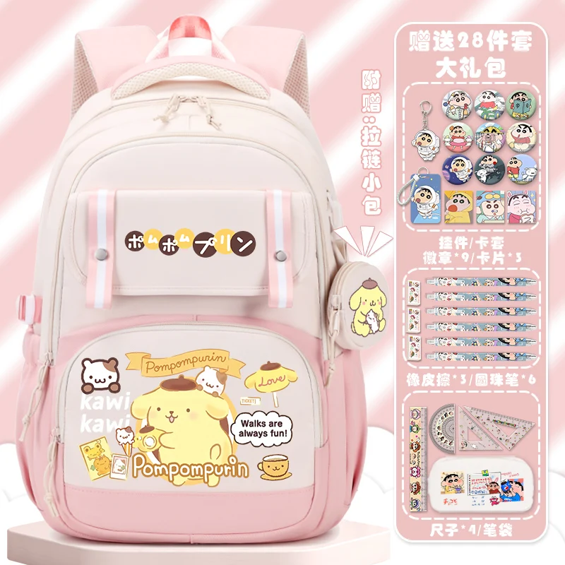 Sanrio Nieuwe Pom Pom Pin Schattige Schooltas Student Knappe Cartoon Animatie Grote Capaciteit Lichtgewicht Rugzak