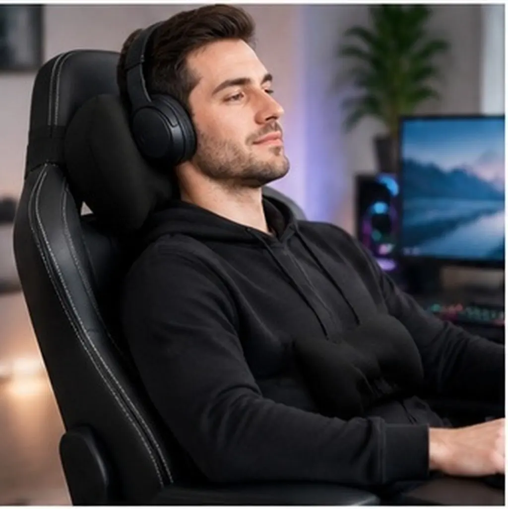 Gaming Chair Lumbar Support Pillow & Neck Cushion Set – Ergonomic Backrest Sleeve for Office Computer Desk Chair
