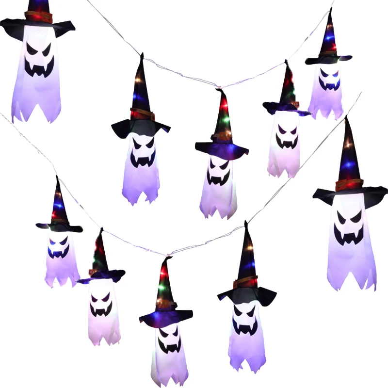 

Наружные и внутренние водонепроницаемые светодиодные гирлянды, светящаяся шляпа волшебника, подвесные светильники-призраки для украшения Хэллоуина