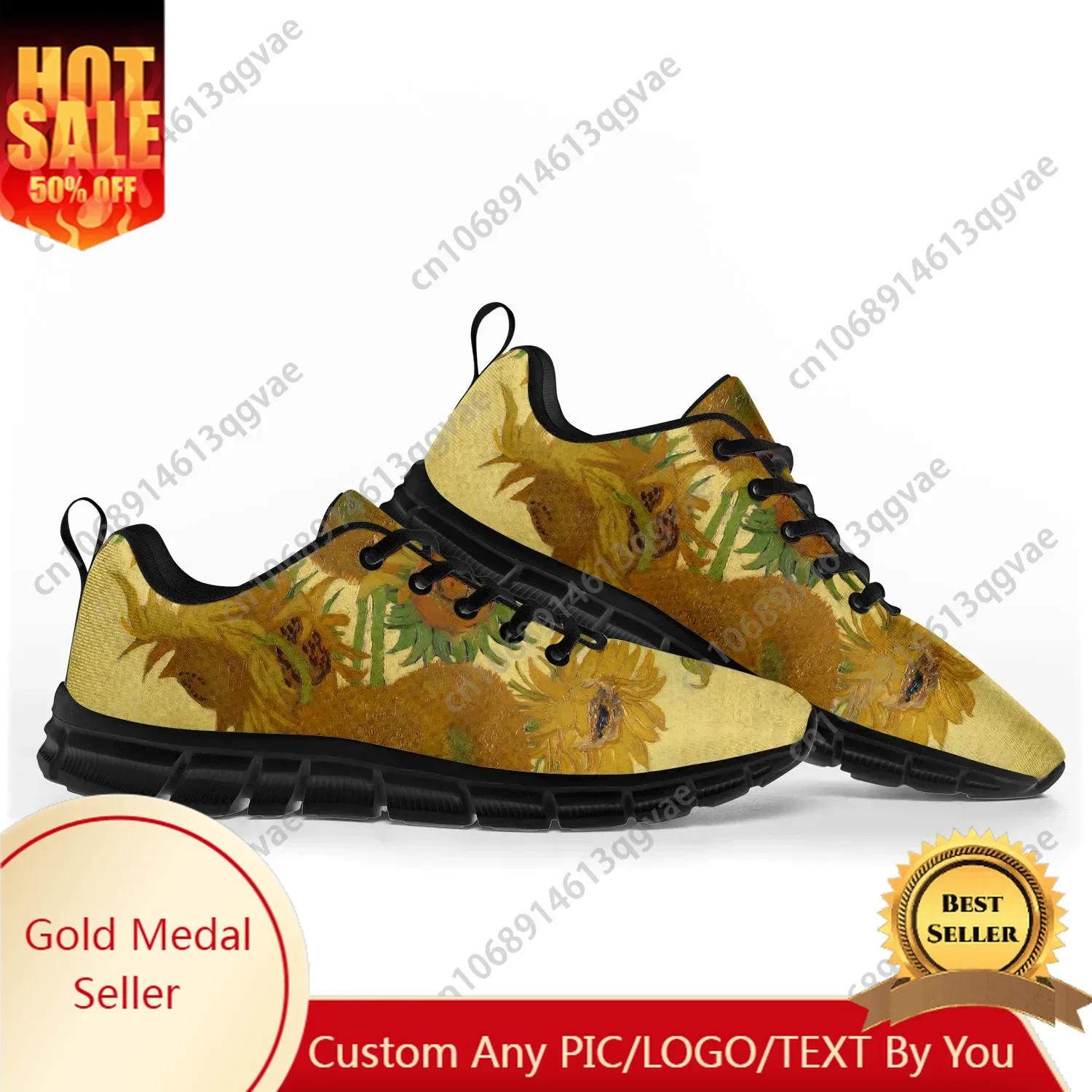 

Van Gogh Oil Painting Sunflower Sports Shoes Mens Womens Teenager Sneakers Custom High Quality Casual Couple Shoe