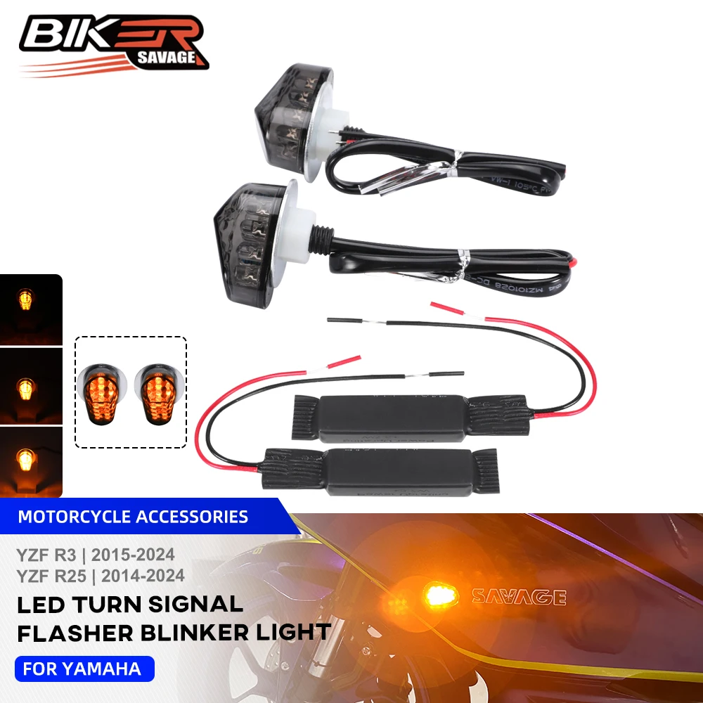 

YZF R25 R3 LED Flasher Turn Signal Lights For Yamaha YZF-R3 YZF-R25 2014-2024 Motorcycle Accessories Front Indicator Light Lamp