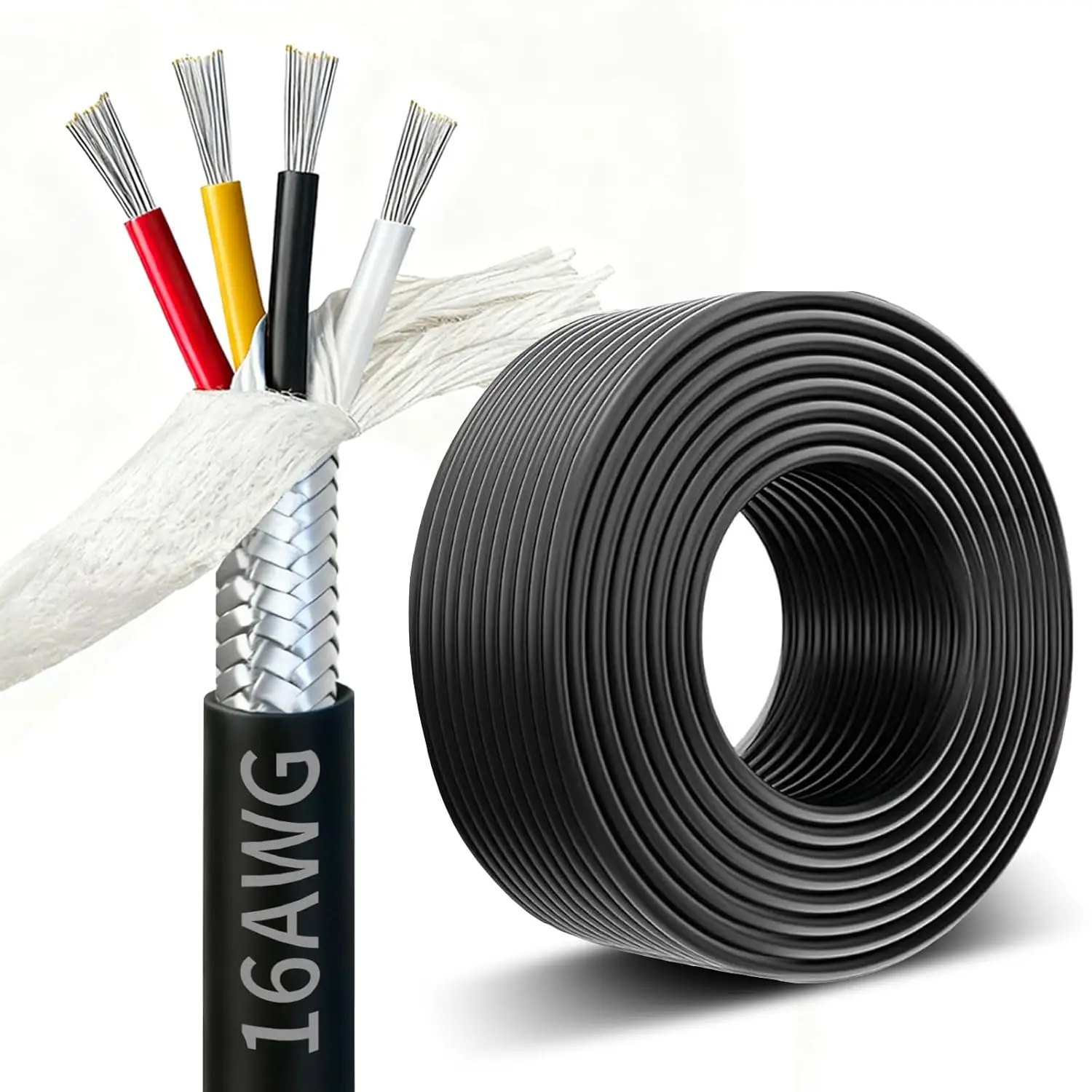 

16 Gauge 4 Core Shielded CNC Cable 15FT Extreme Flexible Tinned Copper Wire for CNC Router, Robot Arm, 3D Printer