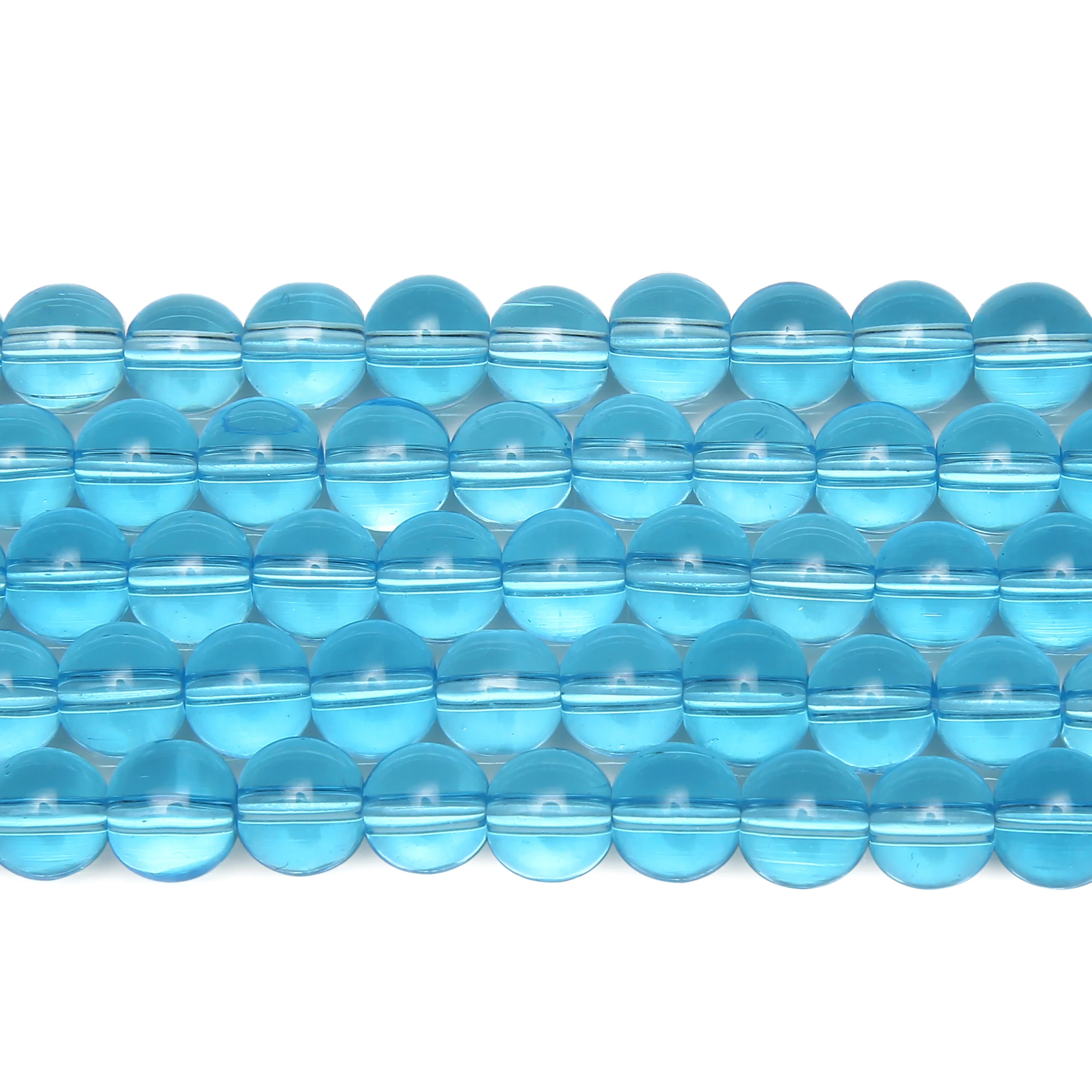 Smooth Lake Blue Glass Loose Beads 15\