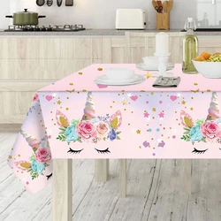 Unicorn Theme Tablecloth Girls Birthday Party Decoration Unicorn Birthday Table Decoration Baby Shower Grain Tablecloth Decor