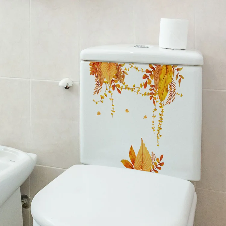 Wunderschöne gelbe Blätter-Wandaufkleber, Badezimmer-Toiletten-Dekor, Wandbild, Wohnzimmer-Schrank, Verschönerung, Dekoration, selbstklebende Aufkleber – Detail 6