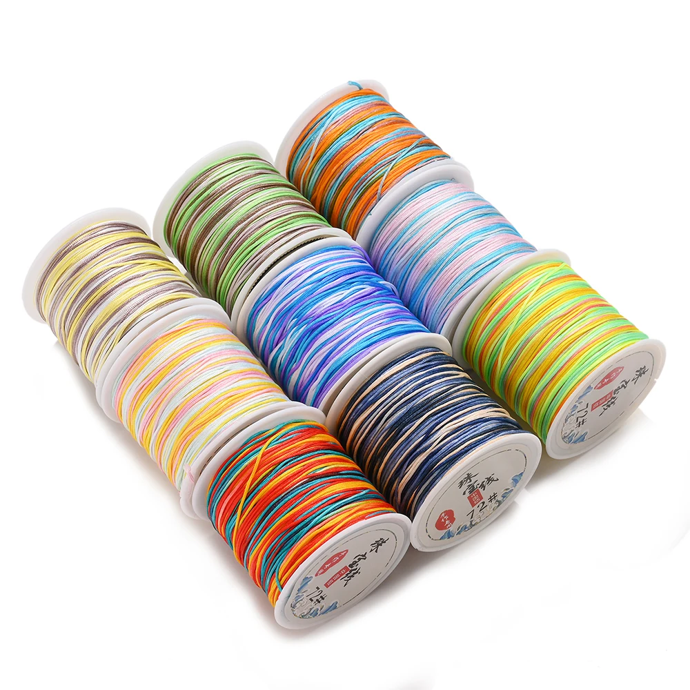 iYOE 45m/Roll 0.8mm Gradient Color Macrame Thread Rope Nylon Cord For Jewelry Making Bracelet Diy Needlework Craft Tassel Charms