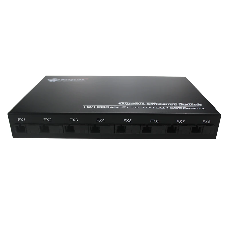 

Wanglink 100M 8 Fiber Port +2 Ethernet RJ45 Port Single Fiber Single Mode 1310nm 20KM Fiber Optic E1 to Ethernet Converter