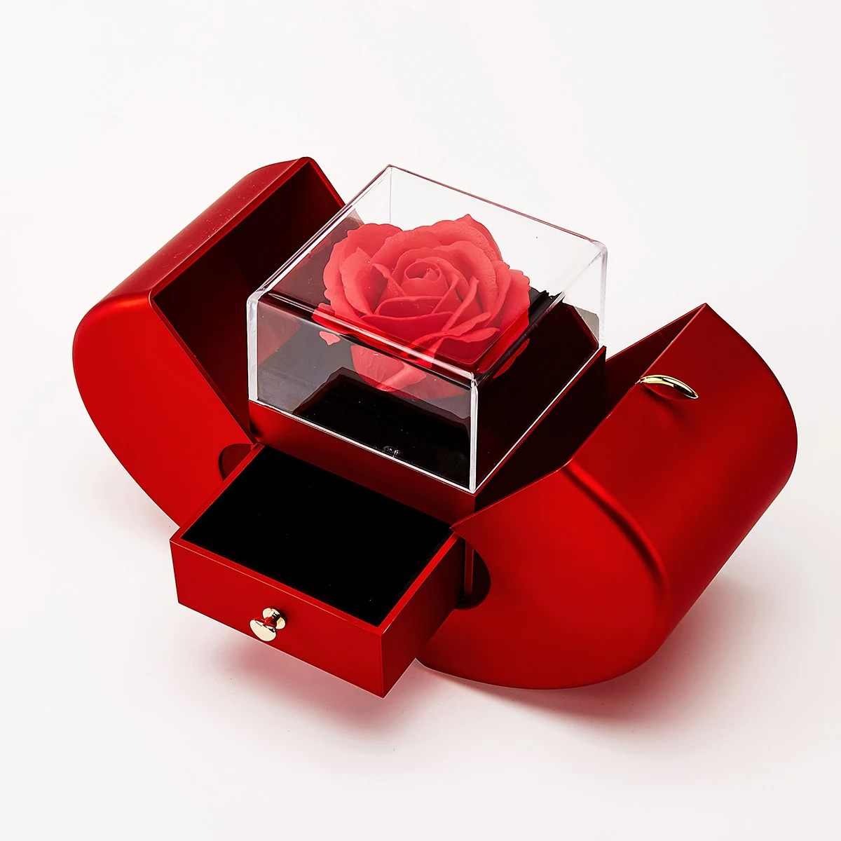 Heißer Verkauf: Romantische Sakura-Rosa Ewige Rose Schmuckbox & Herzförmiger Edelstein Edelstahl-Halskette – Überraschungsgeschenk zum Muttertag für Frauen – Detail 7